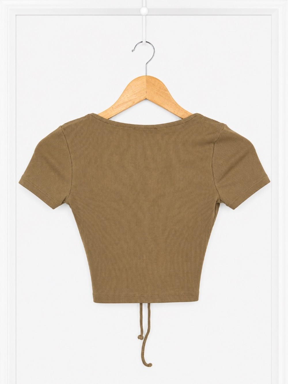 Zara Ribbed Ruched Drawstring Crop Top - Picture 2 of 6